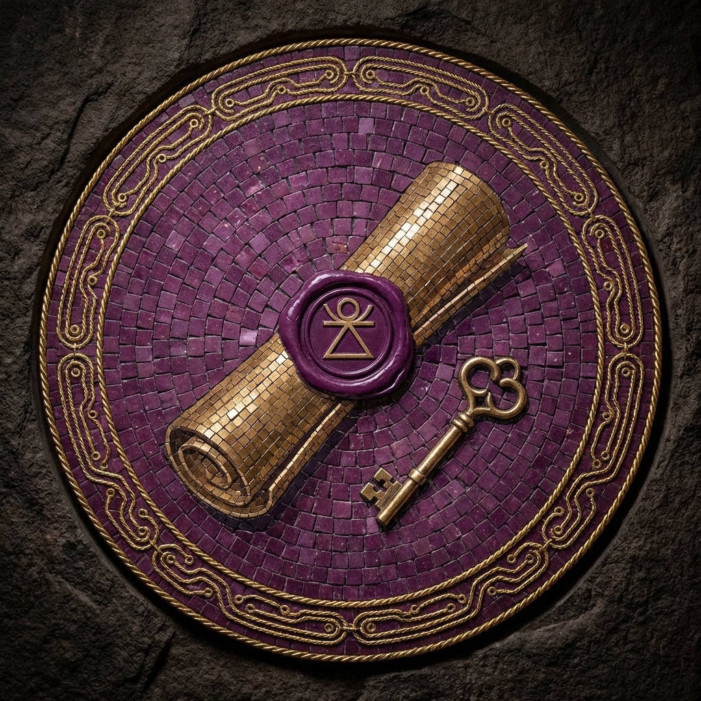 The Handoff — sealed bronze scroll with Tanit seal and key